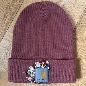 Carhartt Maroon Beanie with Floral Embroidery